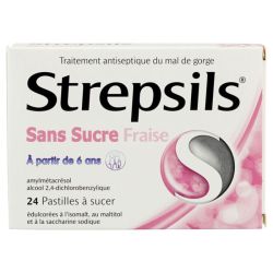 Strepsils Fraise S/Sucre Pastille 24