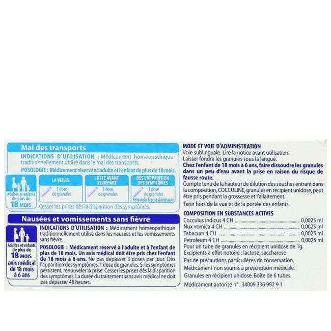 Cocculine Doses 6