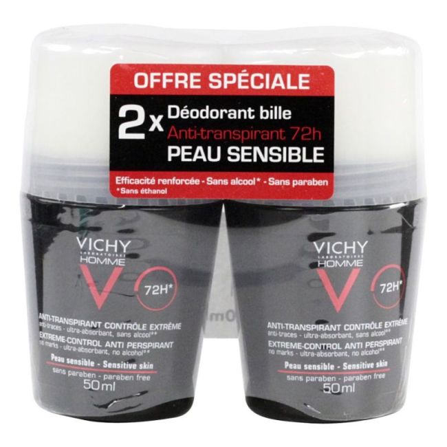 Vichy Homme Deo Bille 72H 2X50Ml