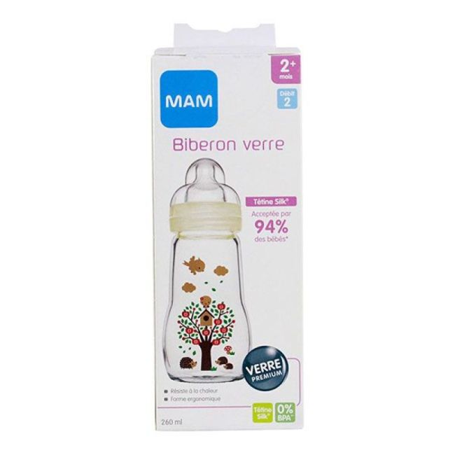 Mam Bib 260Ml Verre Blanc Tetine Debit 2