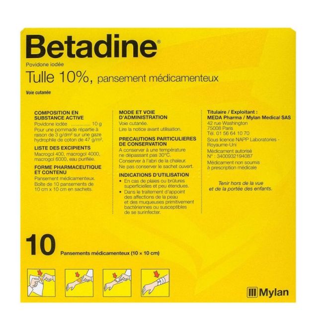 Betadine Tulle 10 10X10Cm 10