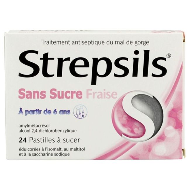 Strepsils Fraise S/Sucre Pastille 24