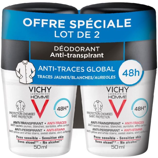 Vichy Homme Deod Anti-Transp 48H 2Billes/